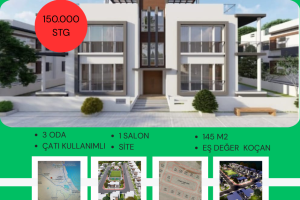 By Can Özker'den Mağusa'da 2 Yaşında DAÜ'ye 5 Dakika 2. El Daire Yatay Mimari Çatı Kullanımlı